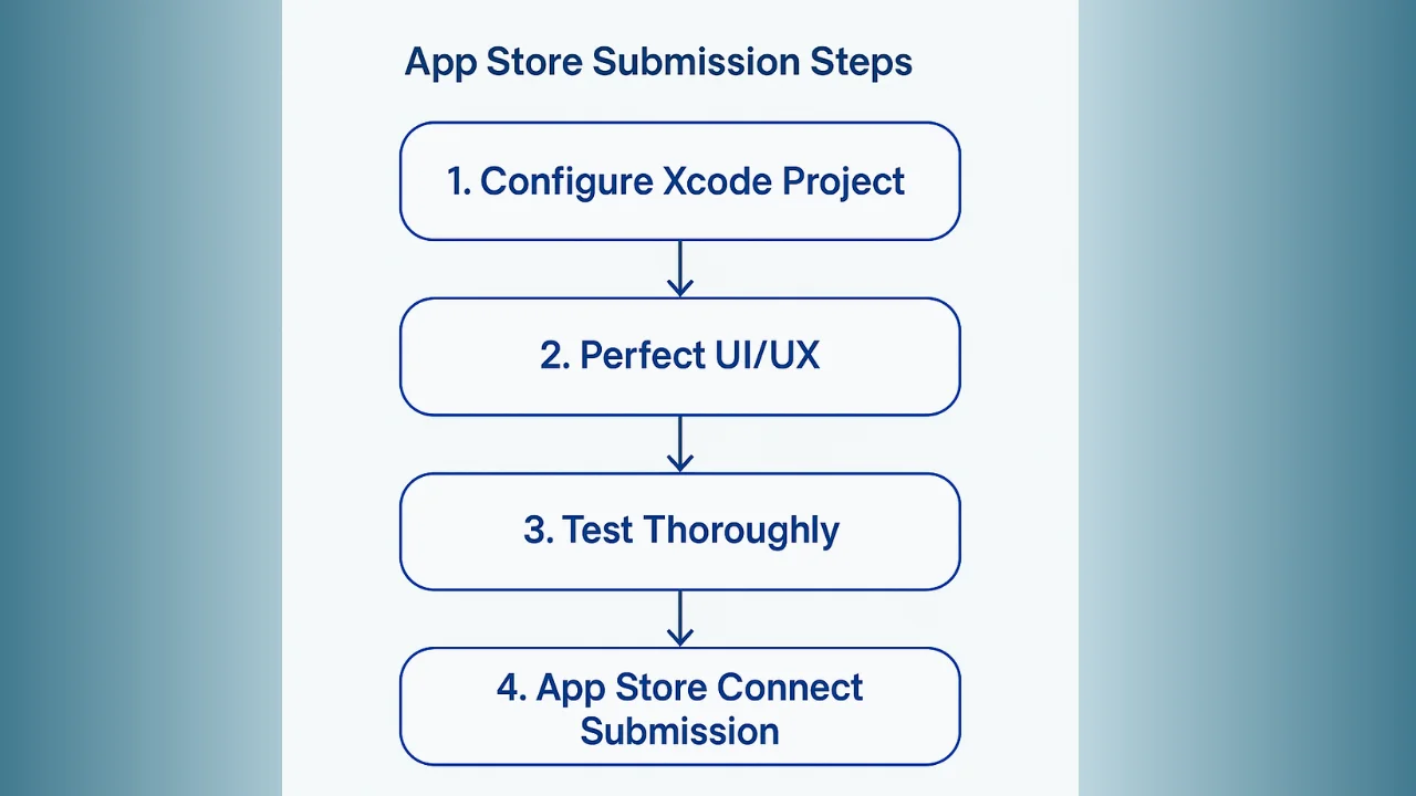 Flowchart illustrating App Store submission steps