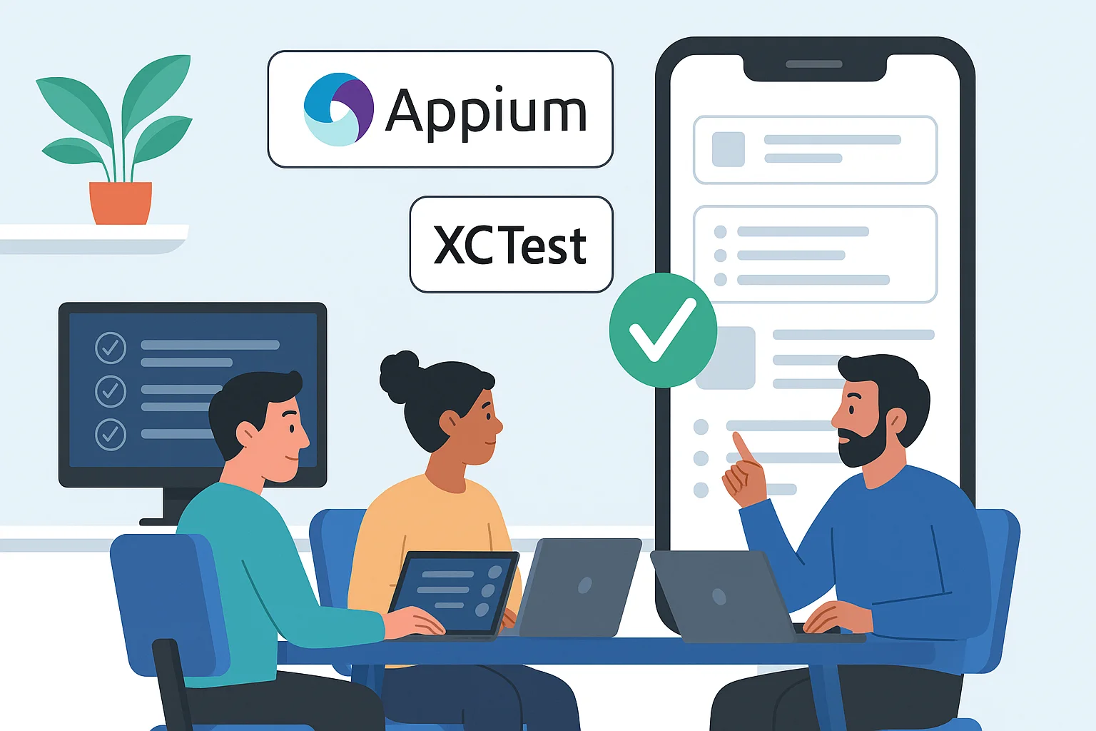 Team performing automated testing using Appium and XCTest
